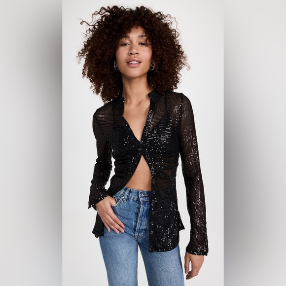 𝓯𝓹 Free People ~ Sequin Shirtee - Picture 15 of 16